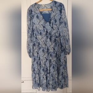 NWT JOIE Parisian PaisleyV-Neck Lined Midi-Maxi Dress (XXL). MSRP$268 flex waist